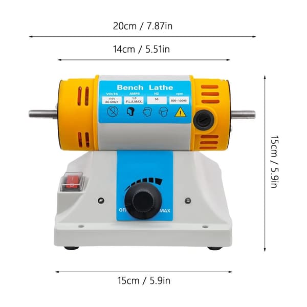 Bordpolermaskin, 320W effekt, 800-10000RPM hastighet,Grå-Gul-Blå