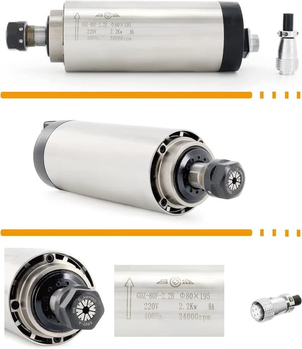 CNC Fræsemotor, 2,2 kW effekt, op til 24000 omdr./min hastighed, ER20 spændemundstykke størrelse