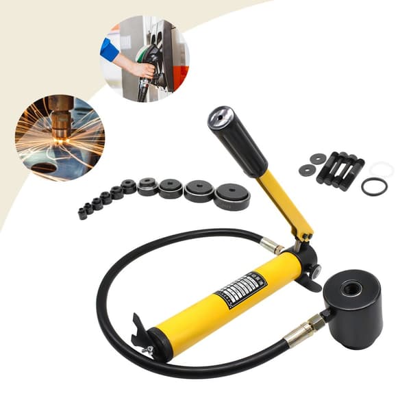 Hydraulisk Plåtstans Hålskärare Kit, 15 Tons Tryck, Flera Skärverktyg, Repfri Drift
