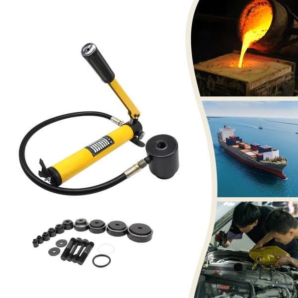 Hydraulisk Plåtstans Hålskärare Kit, 15 Tons Tryck, Flera Skärverktyg, Repfri Drift