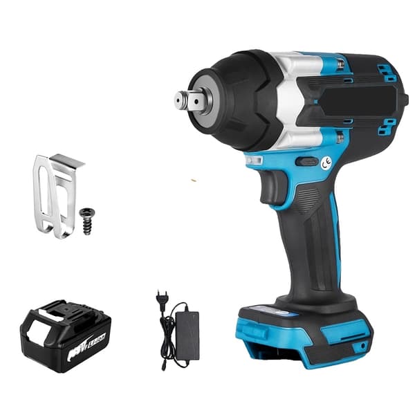 Børsteløs elektrisk slagnøgle, 1800N.M moment, 7200 RPM tomgangshastighed,1 Batteri EU Stik 1 Battery EU Plug