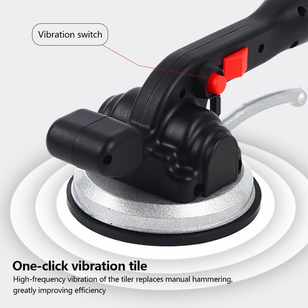 Genopladelig flisevibrator, justerbar 6-trins kontrol, 100 kg kapacitet, 12000 omdr./min effekt.