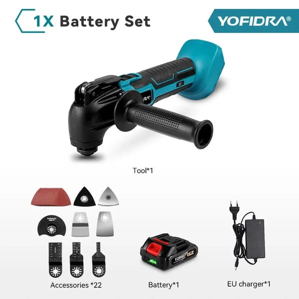 Trådløs Oscillerende Værktøj, 600W Effekt, 6 Vibrationsniveauer,1 stk 128vf batteri