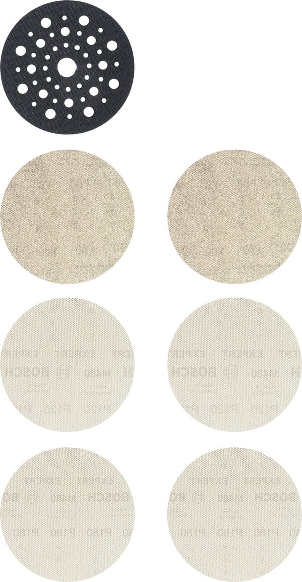 Slibegitter Bosch M480; 125 mm; P80/120/180; 7 stk.