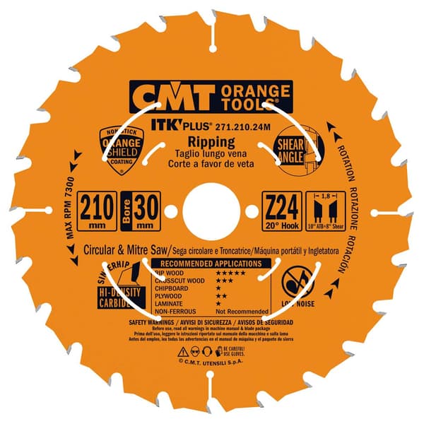 Rundsavsklinge til træ CMT ITK-Plus® 271; 210x1,8x30; Z24; 20°