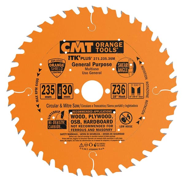 Rundsavsklinge til træ CMT 271; 235x2,4x30,0 mm; Z36; 18°