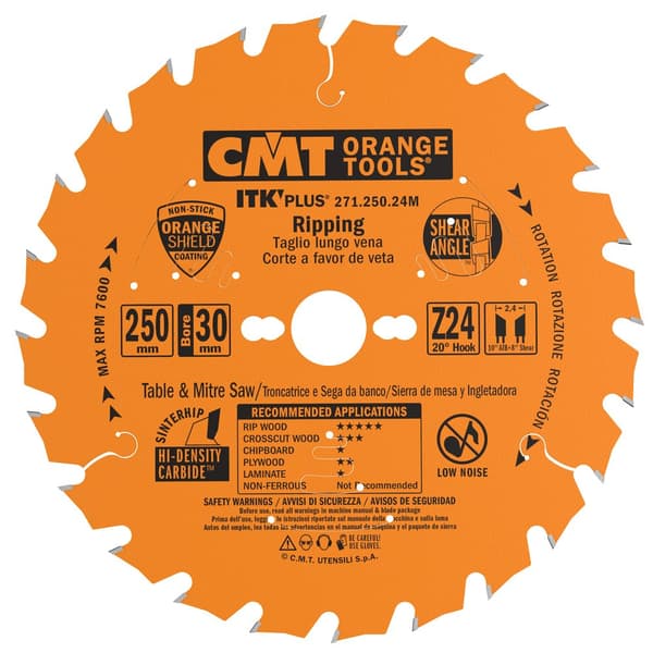 Rundsavsklinge til træ CMT 271; 250x2,4x30; Z24; 20°