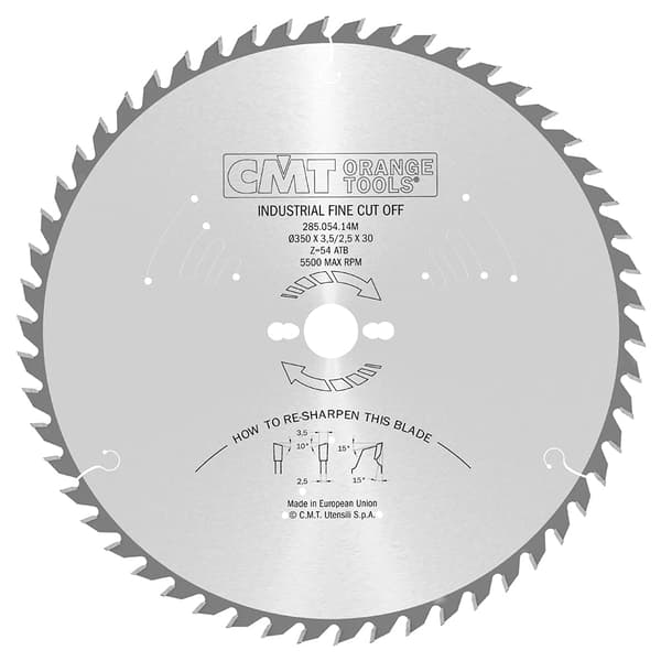 Rundsavsklinge til træ CMT 285; 350x3.5x30; Z54; 15°