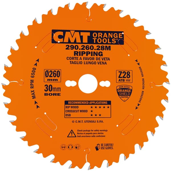Rundsavsklinge til træ CMT 290; 260x2,8x30; Z28; 20°