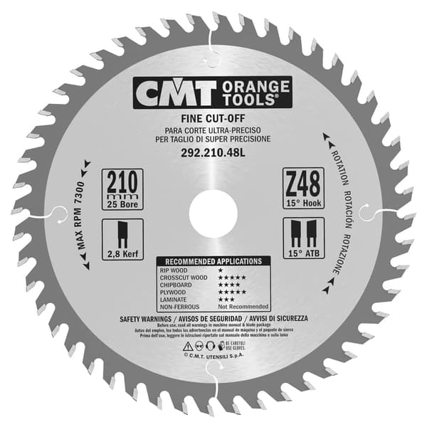 Rundsavsklinge til træ CMT 292; 210x2,8x25; Z48; 15°