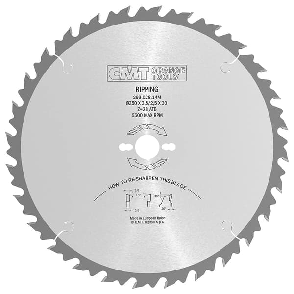 Rundsavsklinge til træ CMT 293; 350x3,5x30; Z28; 20°