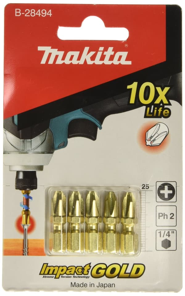 Skruebit Impact Gold Torsion for Wood; PH; 5 stk.