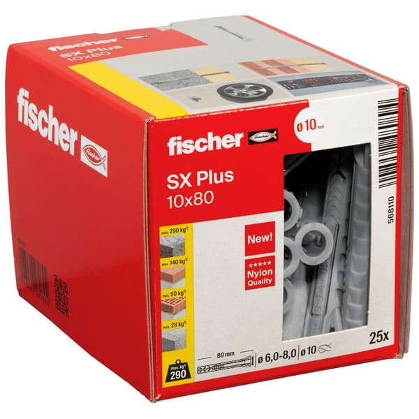 Nylon pin Fischer SX Plus; 10x80 mm; 25 stk.