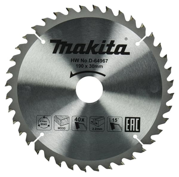 Rundsavsklinge til træ Makita; 190x2,2x30,0 mm; Z40; 15°