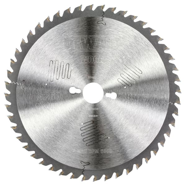Rundsavsklinge til træ DeWalt; 260x2,6x30,0 mm; Z48; 10°