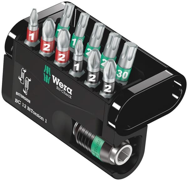 Skruetrækker Bit Tilbehørssæt Wera Bit-Check 12 BiTorsion 1; HEX; PH; PZ; TX; 12 stk.