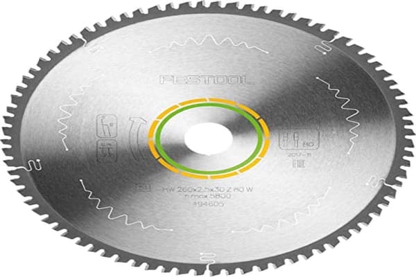 Rundsavsklinge til træ Festool; 260x2,5x30,0 mm; Z80; -5°