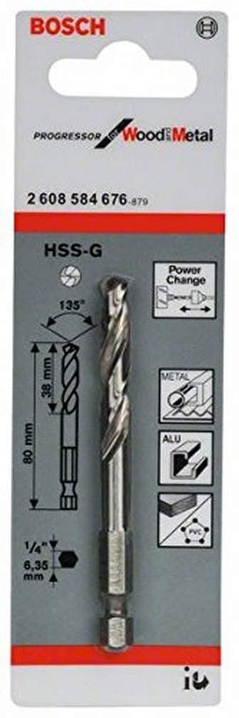 Centreringsbor Bosch HSS-G; 6,35x80 mm
