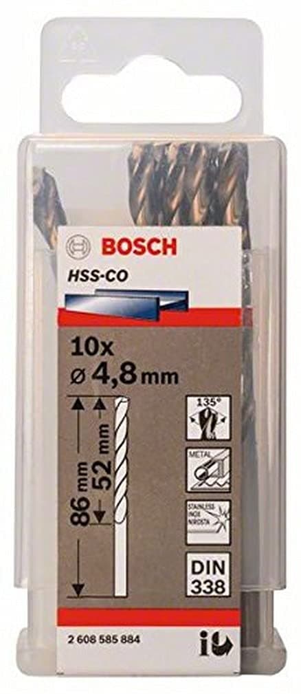 Metalbor Bosch HSS-Co; DIN 338; 4,8x86 mm; 10 stk.