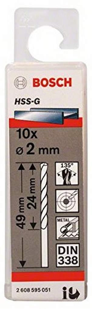 Metalbor Bosch HSS-G; DIN 338; 2x49 mm; 10 stk.