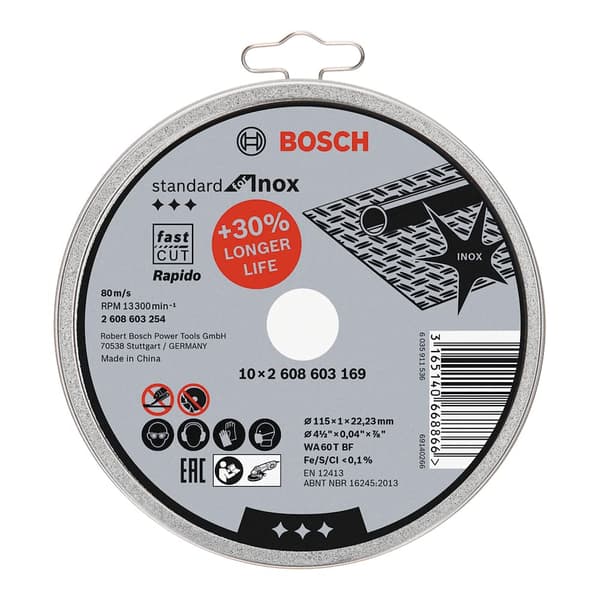 Skæreskive Bosch Standard for Inox 2608603254; 115x22,23 mm; 10 stk.