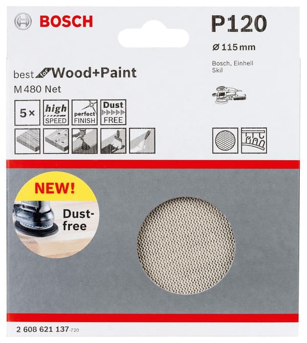 Slibegitter Bosch; 115 mm; P120; 5 stk.