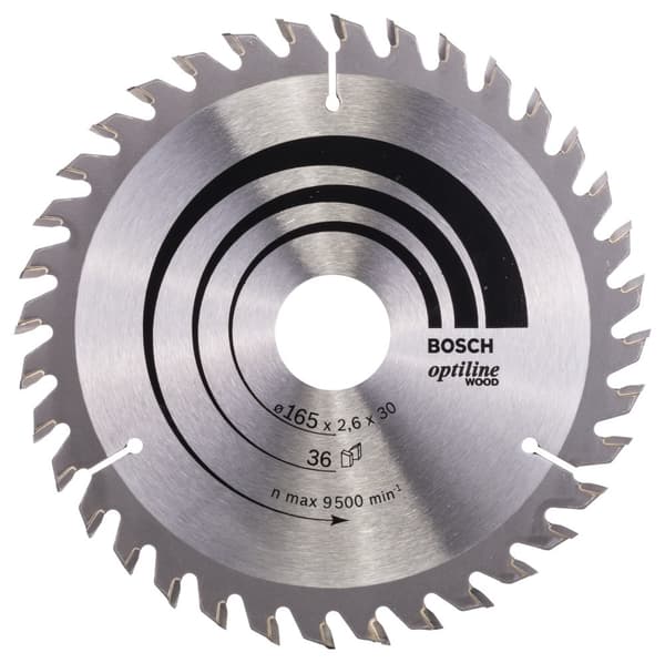 Rundsavsklinge til træ Bosch OPTILINE WOOD; 165x2,6x30,0 mm; Z36; 15°