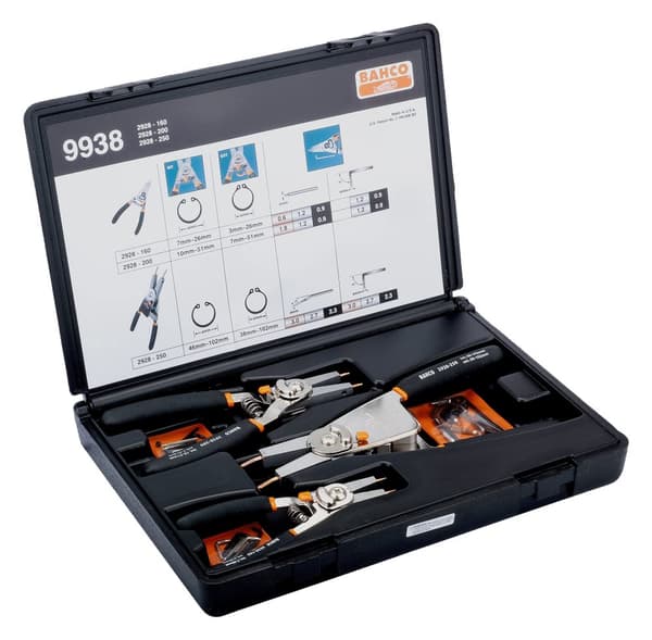 Plier sæt Bahco 9938; 160 mm; 200 mm; 250 mm; 3 stk.