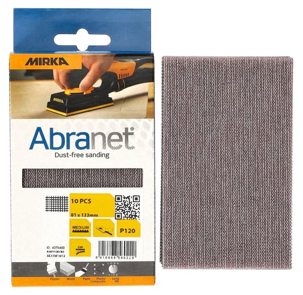 Slibegitter Mirka Abranet AE178F1012; 81x133 mm; P120; 10 stk.