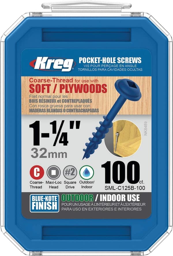 Træskrue Kreg SML-C125B; Maxi-Loc; 1,25''; 32 mm; 100 stk .; blå