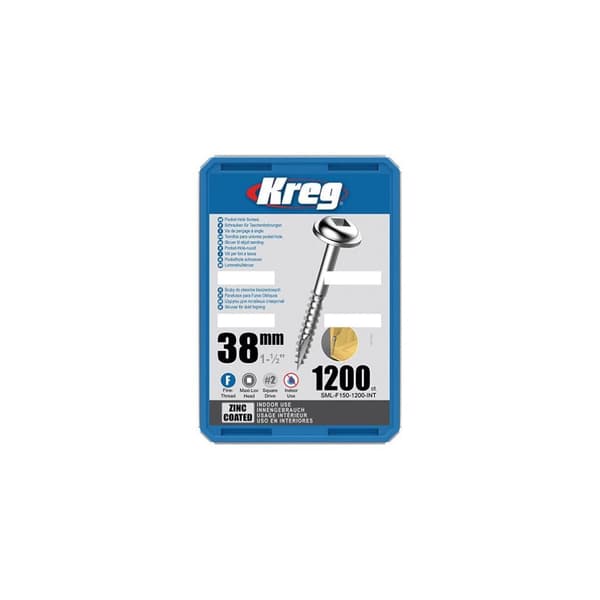 Træskrue Kreg SML-F150; Maxi-Loc; 1,50''; 38 mm; 1200 stk .; fin tråd