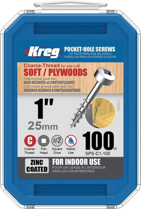 Træskrue Kreg SPS-C1; Pan Head; 1''; 25 mm; 100 stk .; stor tråd