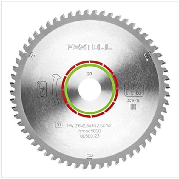Rundsavsklinge til laminat  Festool; 216x2,3x30,0 mm; Z60; -5°