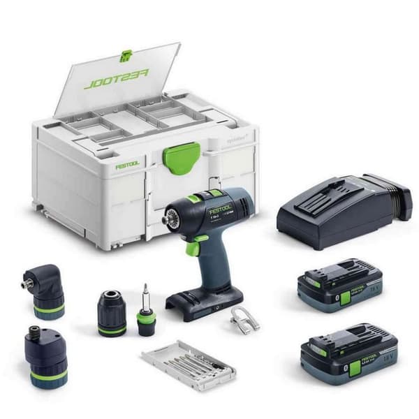 Skruemaskine Festool T 18+3 HPC 4,0 I-Set;  18 V; 2x4,0 Ah  batt.