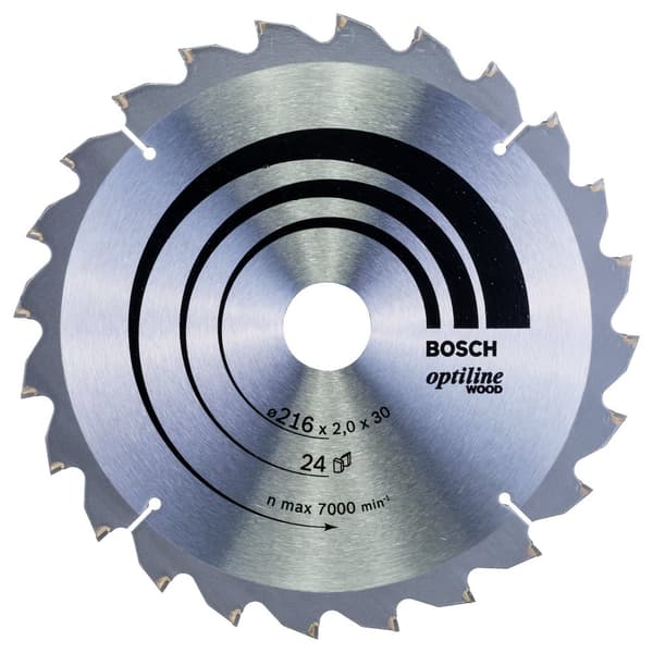 Rundsavsklinge til træ Bosch OPTILINE WOOD; 216x2x30,0 mm; Z24; -5°