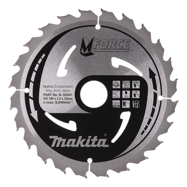 Rundsavsklinge til træ Makita M-FORCE; 190x2x30,0 mm; Z24; 15°