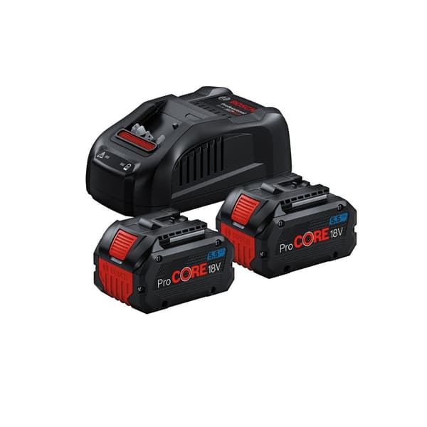 Tilbehørssæt Bosch GBA ProCORE; 18 V; 2x5,5 Ah batteri. + oplader GAL 1880CV