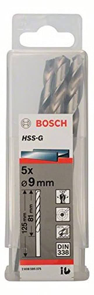 Bor for metall Bosch HSS-G; DIN 338; 9x125 mm; 5 stk