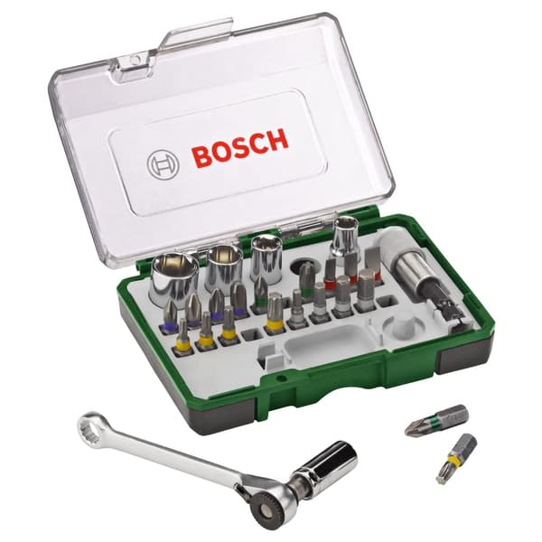 Stikkontakt og bitsett Bosch 2607017562; 27 stk
