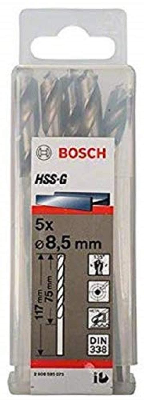 Bor for metall Bosch HSS-G; DIN 338; 8,5x117 mm; 5 stk
