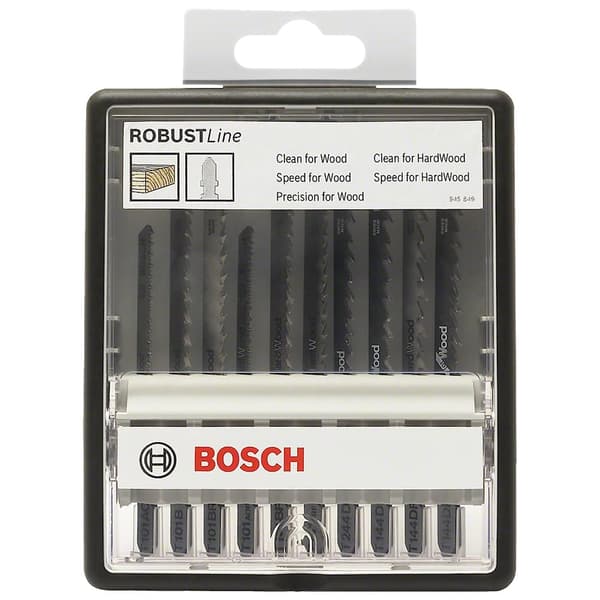 Stikksagblader sett Bosch T 101 AO; T 101 B; T 101 BR; T 101 AOF; T 101 BF; T 101 BRF; T 244 D; T 144 D; T 144 DF; T 144 DP; 10 stk