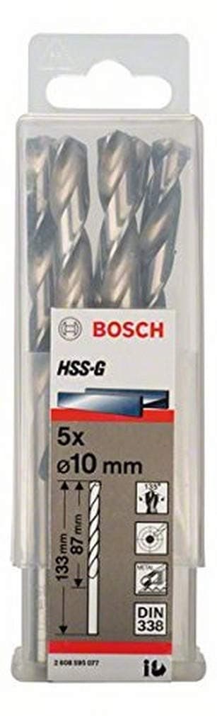 Bor for metall Bosch HSS-G; DIN 338; 10x133 mm; 5 stk
