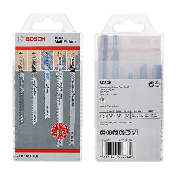 Stikksagblader sett Bosch MultiMaterial; 15 stk