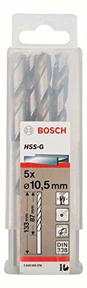 Bor for metall Bosch HSS-G; DIN 338; 10,5x133 mm; 5 stk