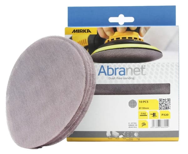Nettmønstret slipepapir Mirka Abranet AE241F1032; 150 mm; P320; 10 stk