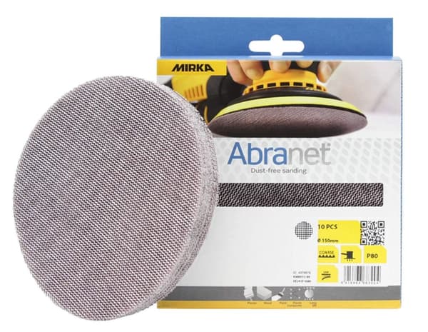 Nettmønstret slipepapir Mirka Abranet AE241F1080; 150 mm; P80; 10 stk