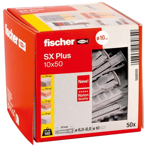 Nylon pin Fischer SX Plus; 10x50 mm; 50 stk