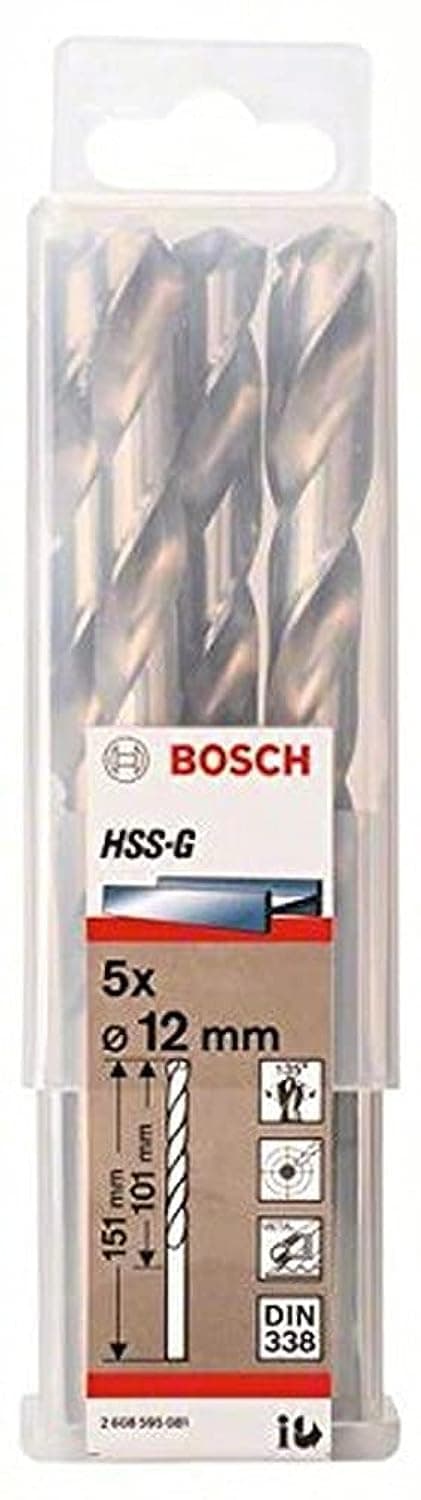 Bor for metall Bosch HSS-G; DIN 338; 12x151 mm; 5 stk