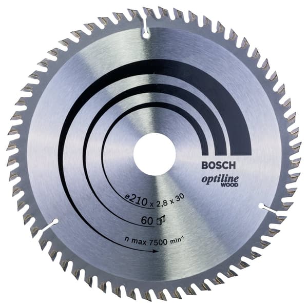 Sagblad for tre Bosch OPTILINE WOOD; 210x2,8x30,0 mm; Z60; 15°