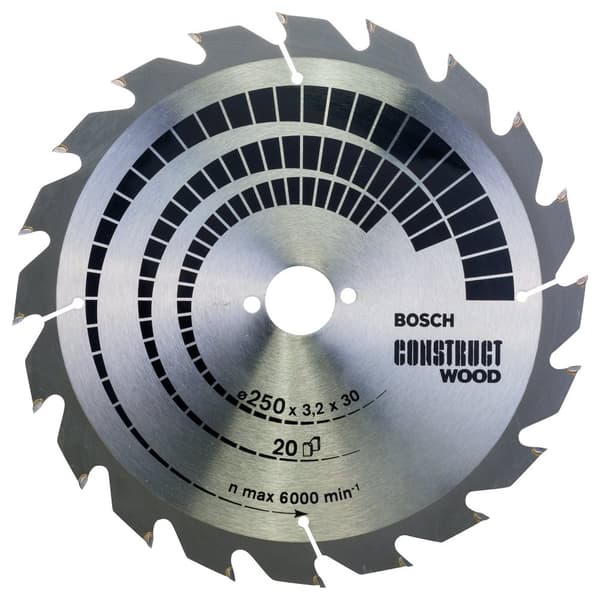 Sagblad for tre Bosch CONSTRUCT WOOD; 250x3,2x30,0 mm; Z20; 15°